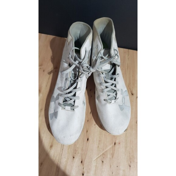 Under Armour UA Hammer Mid MC Men's Football Cleats size 13 White/Silver - Picture 6 of 7